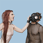 Angry alt girl slapping fetish dude